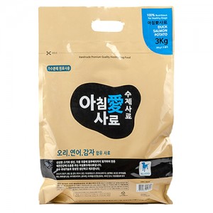 아침애 수제사료 오리연어감자3kg+샘플(랜덤)210g 증정