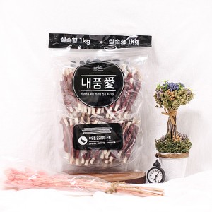 내품애 실속형 우유껌 오리말이스틱 1kg