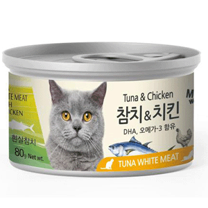 미우와우 흰살참치캔 참치&치킨 80g